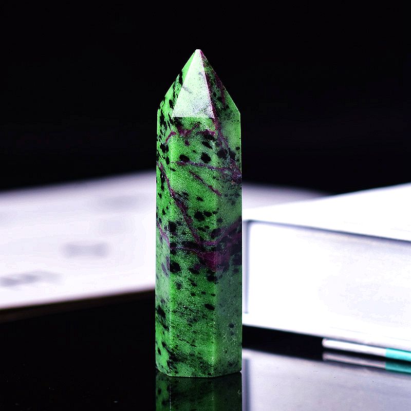 1PC Natural Crystal Epidote Column Crystal Point Quartz Mineral Stone Healing Obelisk Wand Home Decor DIY Gift Decoration Reiki