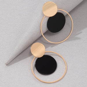 Trendy Personality Simple Creative Disc Geometric Metal Sequins Dangle Earrings Alloy Jewelry Delicate Female Gift