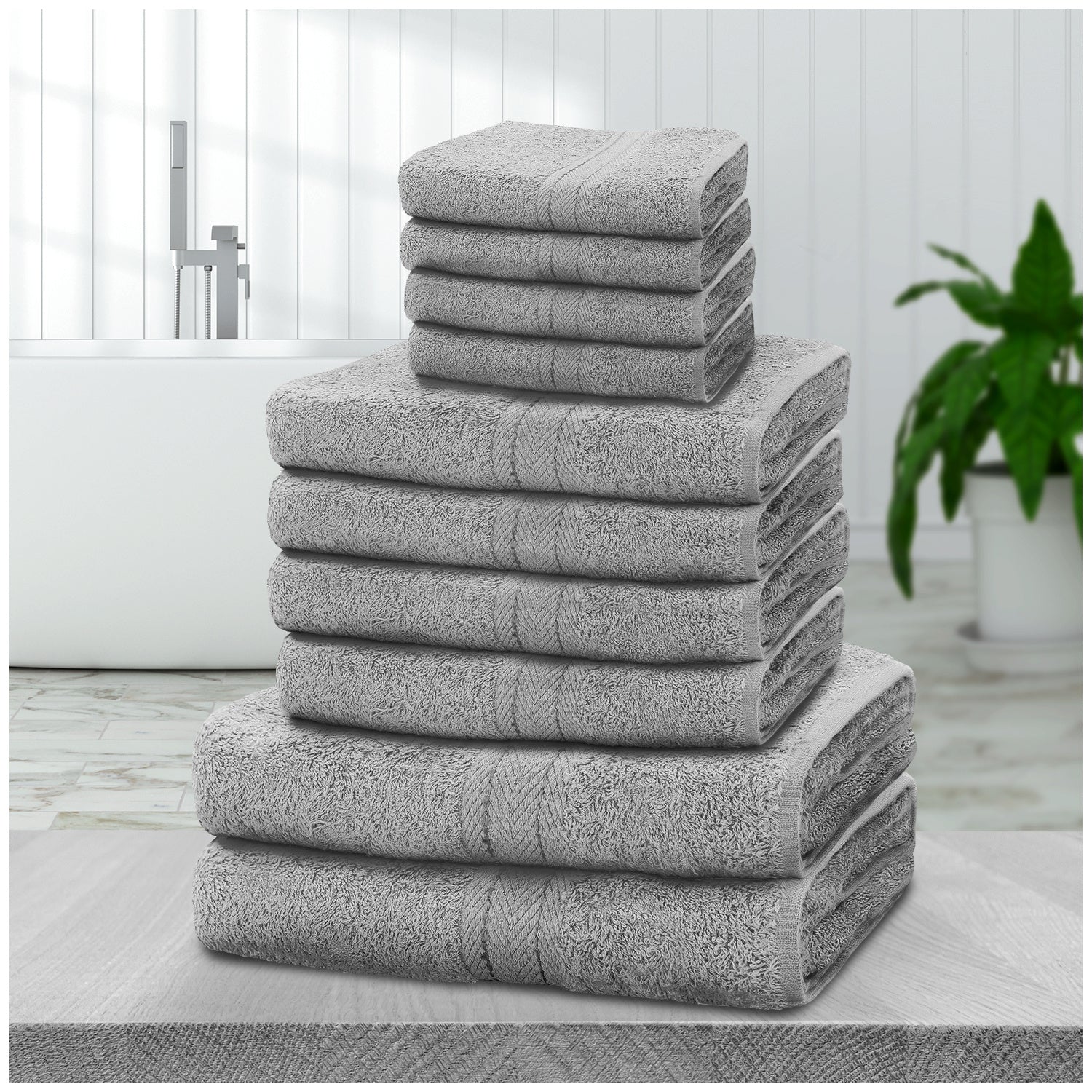 10pcs Towel Bale Set | Luxurious 100% Cotton Towels Family Pack | Quick-Drying, Highly Absorbent & Ultra-Soft Fabric | Includes 4 Face Towels, 4 Hand Towels, 2 Bath Towels | Available in 16 Elegant Colours | Ideal for Home, Gym, Spa, or Beach Use | Durabl