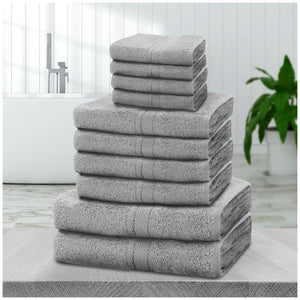 10pcs Towel Bale Set | Luxurious 100% Cotton Towels Family Pack | Quick-Drying, Highly Absorbent & Ultra-Soft Fabric | Includes 4 Face Towels, 4 Hand Towels, 2 Bath Towels | Available in 16 Elegant Colours | Ideal for Home, Gym, Spa, or Beach Use | Durabl