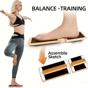 Wooden Foot Stretcher and Balance Trainer | Ankle & Foot Muscle Training Equipment for Enhanced Flexibility | Multi-Use for Sports, Yoga & Pilates | Durable Wood with Textured Surface | Ideal for Athletes and Everyday Use, Balance Improvement Tool | Textu