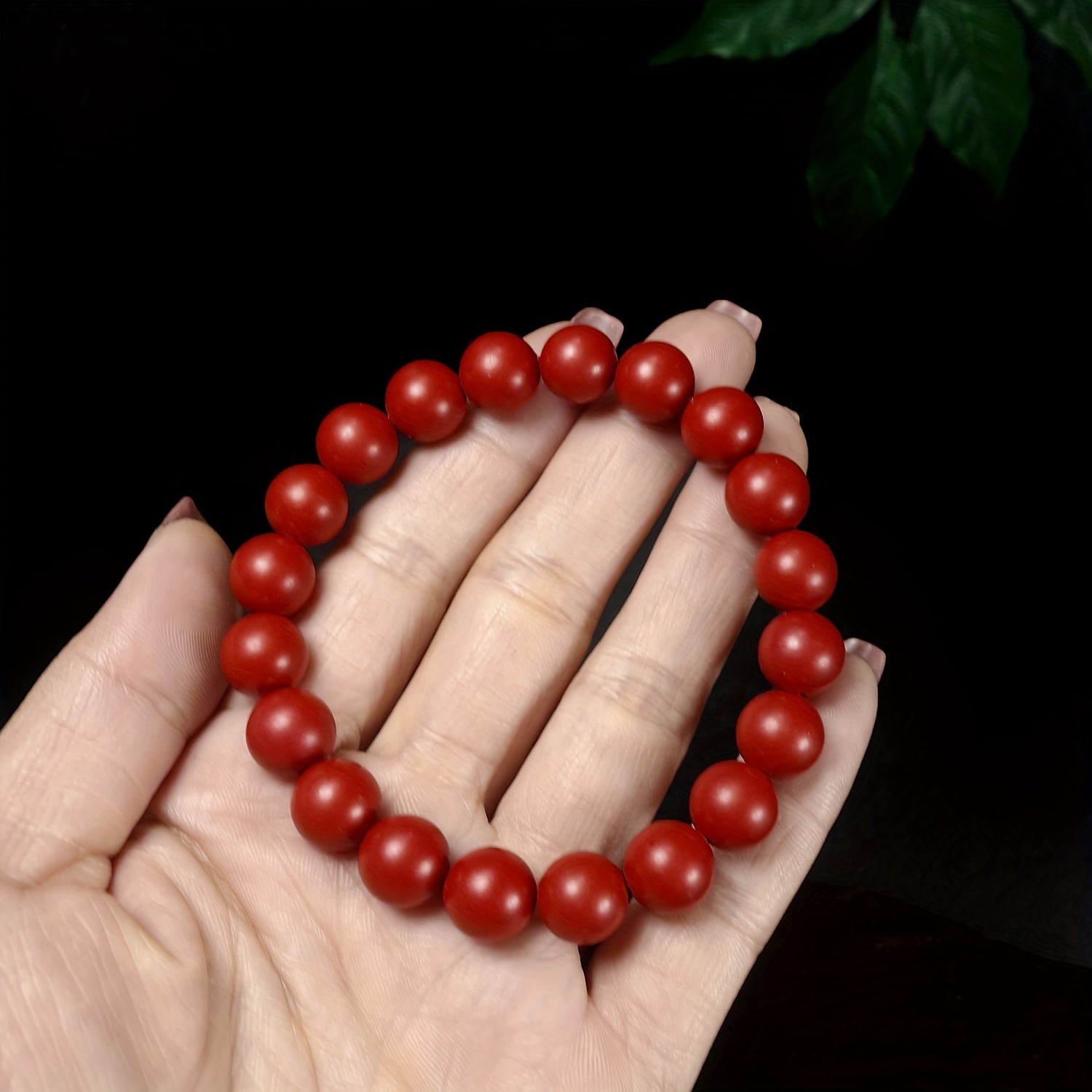 1pc Natural Ore Cinnabar Red Sand Beaded Bracelet Simple Ethnic Style Bracelet Good Luck Bracelet