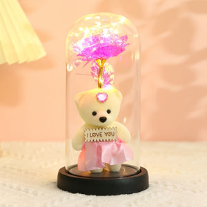 [Romantic Rose Bear] Romantic LED Rose Bear Gift Box, PE Flower Foam Bear For Girlfriend, Valentine's Day Mother's Day Birthday Gift, Creati