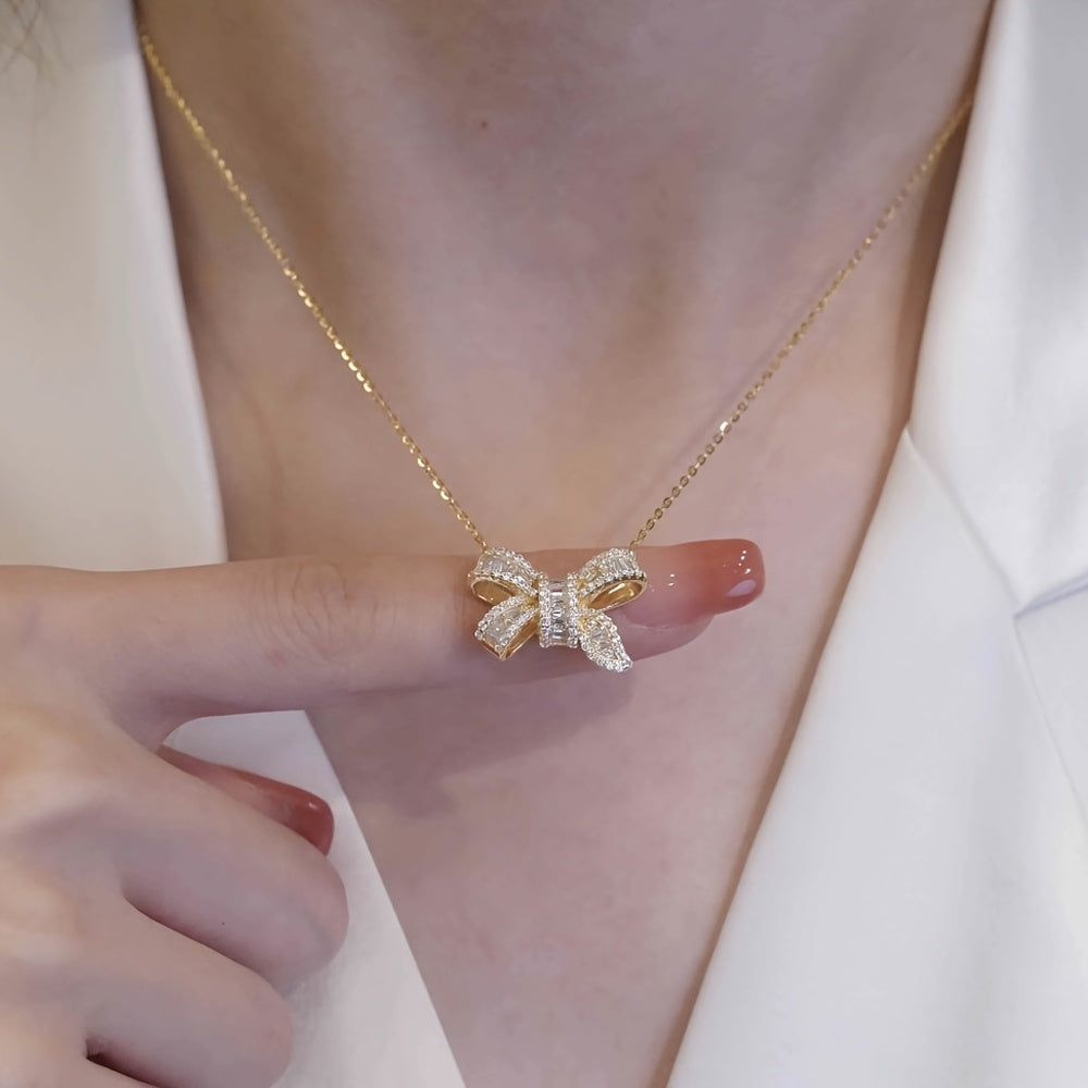 1 Elegant Stainless Steel Synthetic Zirconia Butterfly Necklace Suitable for Banquet Wear and Gifts