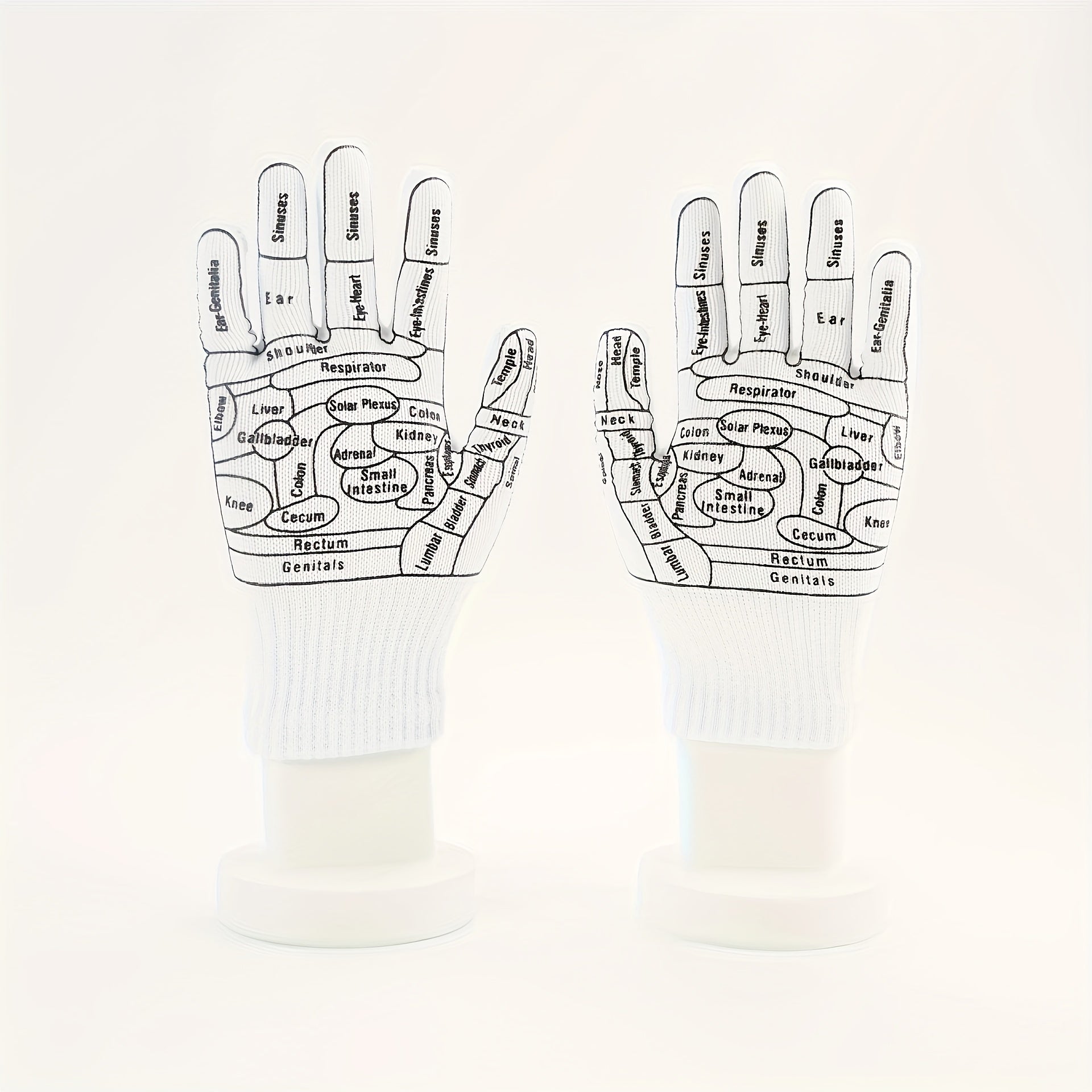 1 Dual Finger Pressure Reflexology Gloves, Hand Spa Reflexology Tool, Massage Hand Spa Reflexology Tool with English Acupuncture Points Chart for Men And Women Chinese Medicine Joints Muscle Soothing, Hand Drawing Acupuncture Guide, Massage Tool