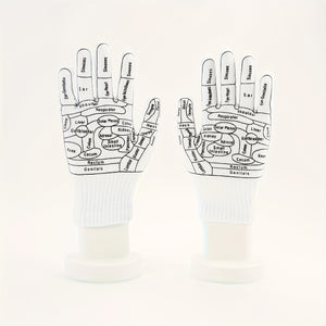 1 Dual Finger Pressure Reflexology Gloves, Hand Spa Reflexology Tool, Massage Hand Spa Reflexology Tool with English Acupuncture Points Chart for Men And Women Chinese Medicine Joints Muscle Soothing, Hand Drawing Acupuncture Guide, Massage Tool