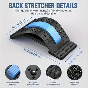 Adjustable Multi-Level Back & Neck Massager Board - Manual Stretch Relax for Muscle Relaxation, Fitness, Office, Sports & Running - Blue PVC Material, Compact Design for Easy Storage & Use, Fitness Recovery Aid | Multifunctional Stretcher | Easy Storage D