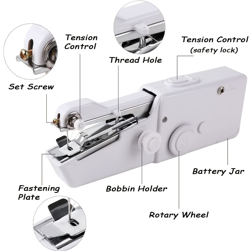 1pc Handheld Sewing Machine Mini Sewing Machines, Portable Sewing Machine Quick Handheld Stitch Tool For Fabric, Kids Cloth, Clothing - 2 Co