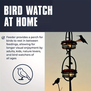 1pc Beautiful Hanging Hummingbird Feeder, Metal Bottle Humming Bird Feeder With Circular Metal Frame And Perch