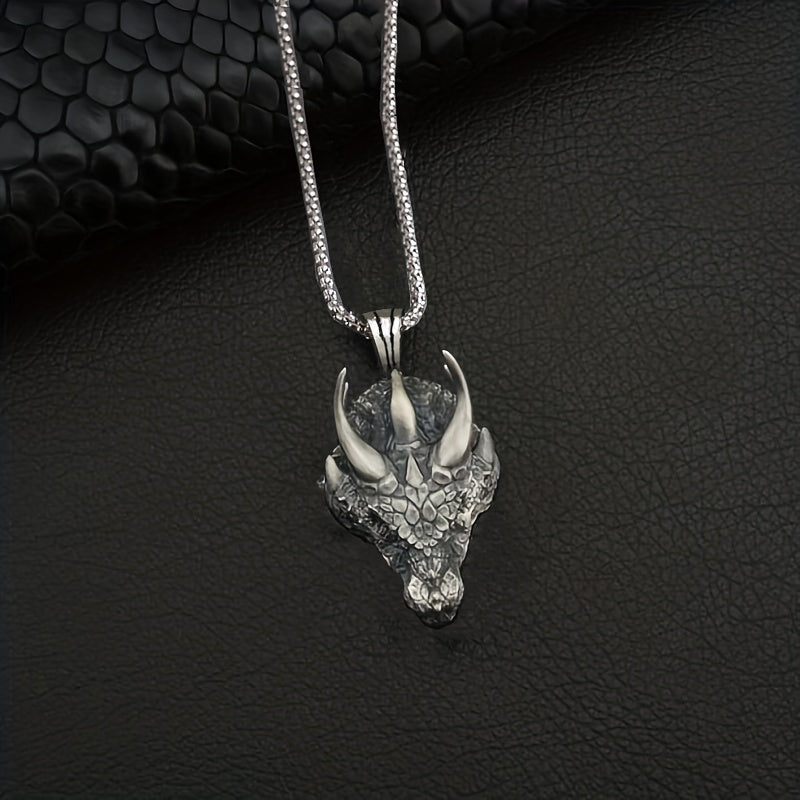 Men Fashion Vintage Dragon Head Pendant Necklace Hip Hop Rock Guard Party Amulet Jewelry Gift