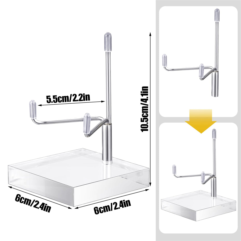 4 Pcs Adjustable Metal Arm Display Stand Easel with Acrylic Base Rock Display Easel Holder Acrylic Easel Crystal Display Stand Clear Plate Stand for Geodes Mineral Agate