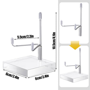 4 Pcs Adjustable Metal Arm Display Stand Easel with Acrylic Base Rock Display Easel Holder Acrylic Easel Crystal Display Stand Clear Plate Stand for Geodes Mineral Agate