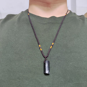 1PCS  Natural Black Tourmaline Necklace Tourmaline Amulet Pendant Pillar Pendant Crystal Healing Pendant Necklaces For Men