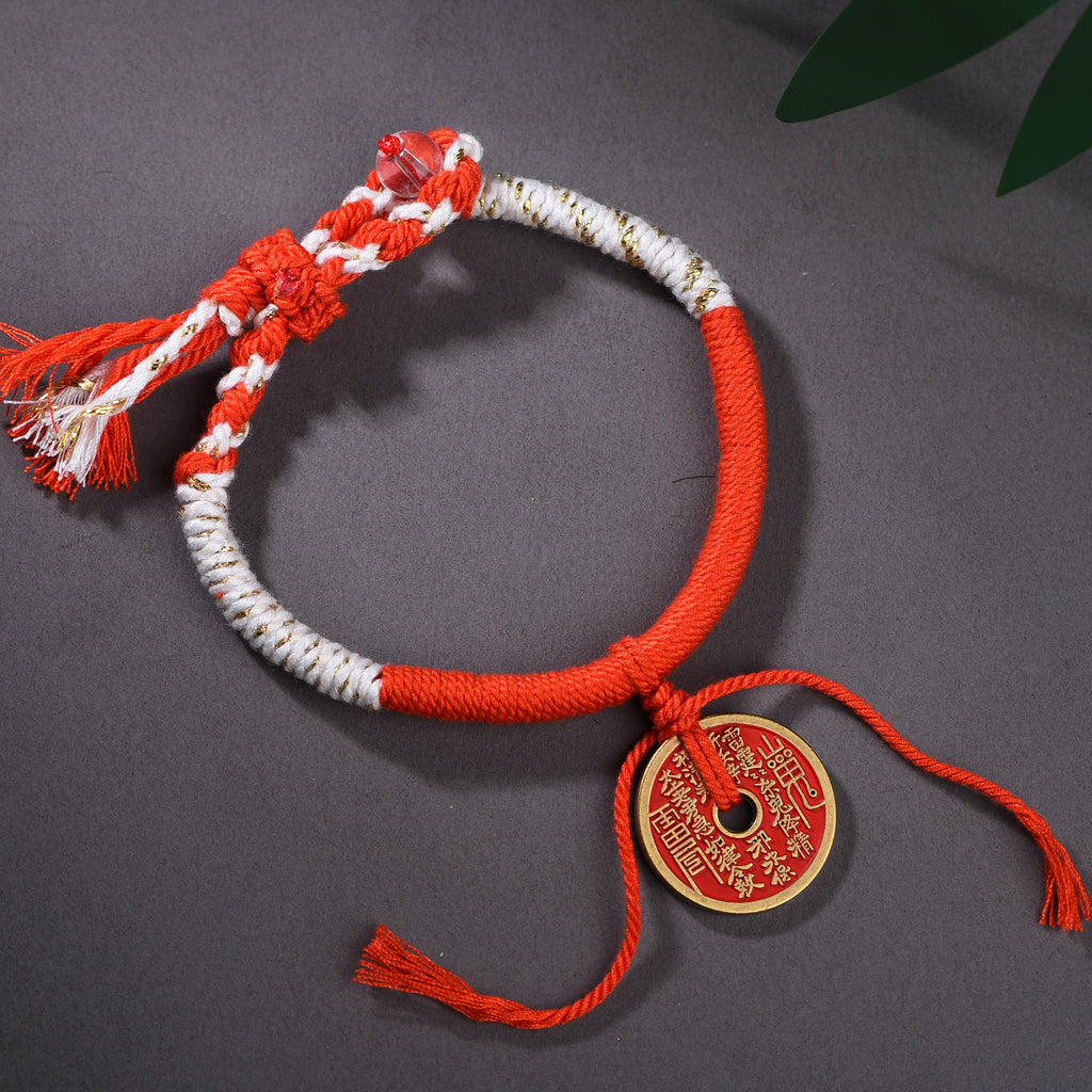 Hand Made Cord   Bracelets with Coin Charms For Protection&Health&Wealth& Career