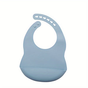 1pc Baby Soft Bib, Simple Plain Color Blank Pattern Adjustable Size Silicone Bib For 1 Year Old + ,Christmas, Halloween, Thanksgiving Day Gi