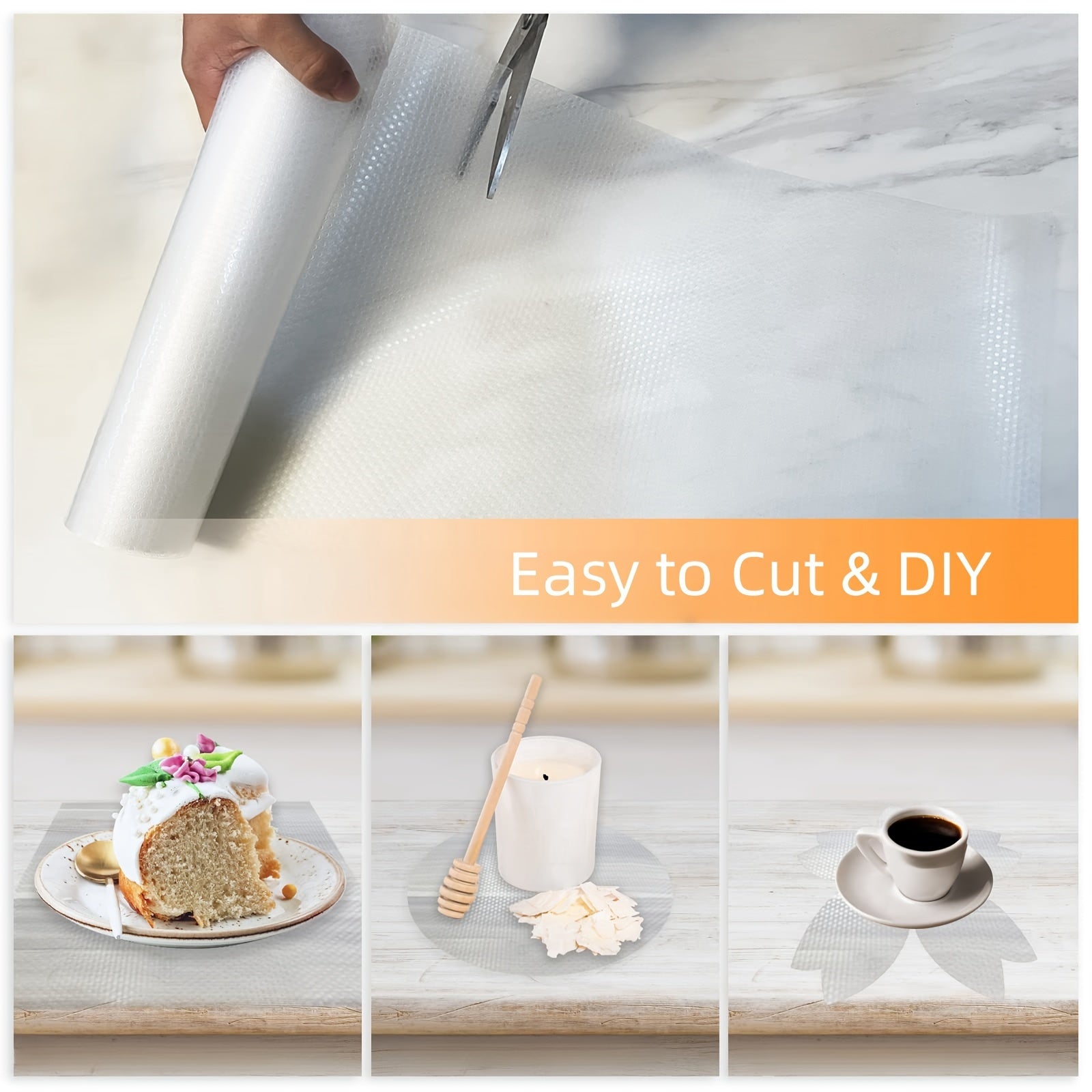 EVA Non-Slip Daisy Pattern Drawer Liner Sheets - Plastic Anti-Moisture Shelf Liner for Kitchen Cabinets, Wardrobe, Shoe Organizer - Clear Cu