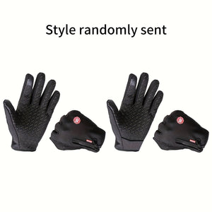 1pair Men's Winter Warm Windproof Warm Touch Screen Usable Gloves,Spandex Material Gloves (Choose Size According To Hand Circumference) , Id