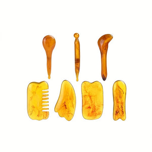 7pcs Gua Sha Beauty Massage Tool Set - Natural Resin Gua Sha Scrapers For Face, Back & Neck - Relax Muscles & Release Stress - Mother's Day