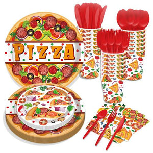 Pizza Paper Plates Color Food Party Plates and Napkins Disposable 68PCS Set US Local Shipping