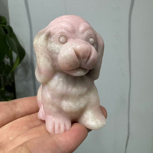 Pink Opal Hand Carved Dog Crystal Animal Crystal Dog Crystal Gift Crystal Healing Crystal Reiki