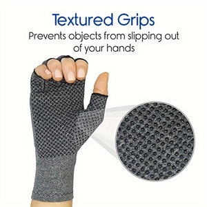 RooRuns 2 Pairs Half Finger Pressure Gloves With Anti-slip Dot, Grey