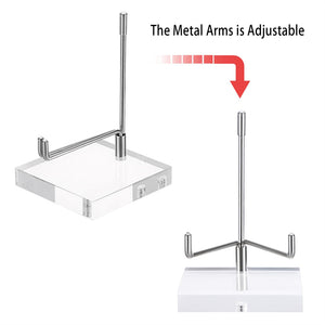 Adjustable Metal Arms Display Stand Easel with Acrylic Base Small Display Easel Holder for Fossil Coral Geodes Rock Mineral Agate Crystals Seashell and Small Collectibles