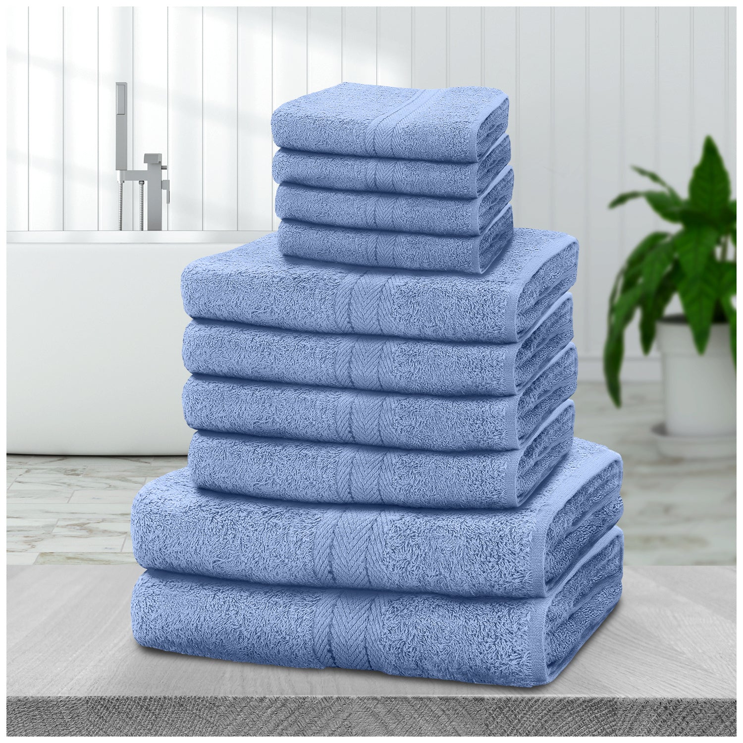 10pcs Towel Bale Set | Luxurious 100% Cotton Towels Family Pack | Quick-Drying, Highly Absorbent & Ultra-Soft Fabric | Includes 4 Face Towels, 4 Hand Towels, 2 Bath Towels | Available in 16 Elegant Colours | Ideal for Home, Gym, Spa, or Beach Use | Durabl