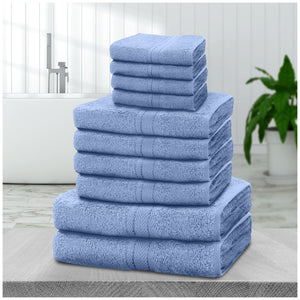 10pcs Towel Bale Set | Luxurious 100% Cotton Towels Family Pack | Quick-Drying, Highly Absorbent & Ultra-Soft Fabric | Includes 4 Face Towels, 4 Hand Towels, 2 Bath Towels | Available in 16 Elegant Colours | Ideal for Home, Gym, Spa, or Beach Use | Durabl