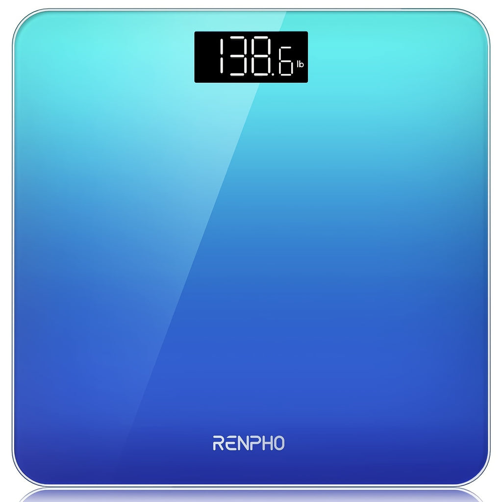 [RENPHO Digital Scale] RENPHO 400 Lb Highly Accurate Digital Bathroom Scale - Lighted LED Display, Round Corner Design - Gradient-Blue, 10.24"/260mm Core 1S