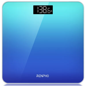 [RENPHO Digital Scale] RENPHO 400 Lb Highly Accurate Digital Bathroom Scale - Lighted LED Display, Round Corner Design - Gradient-Blue, 10.24"/260mm Core 1S
