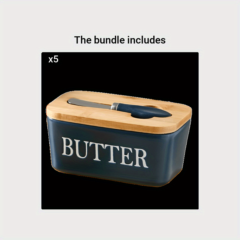 1pc, Large Ceramic Butter Dish With Lid And Knife - Perfect For Kitchen Baking And Gifting - Durable And Easy To Clean for restaurants