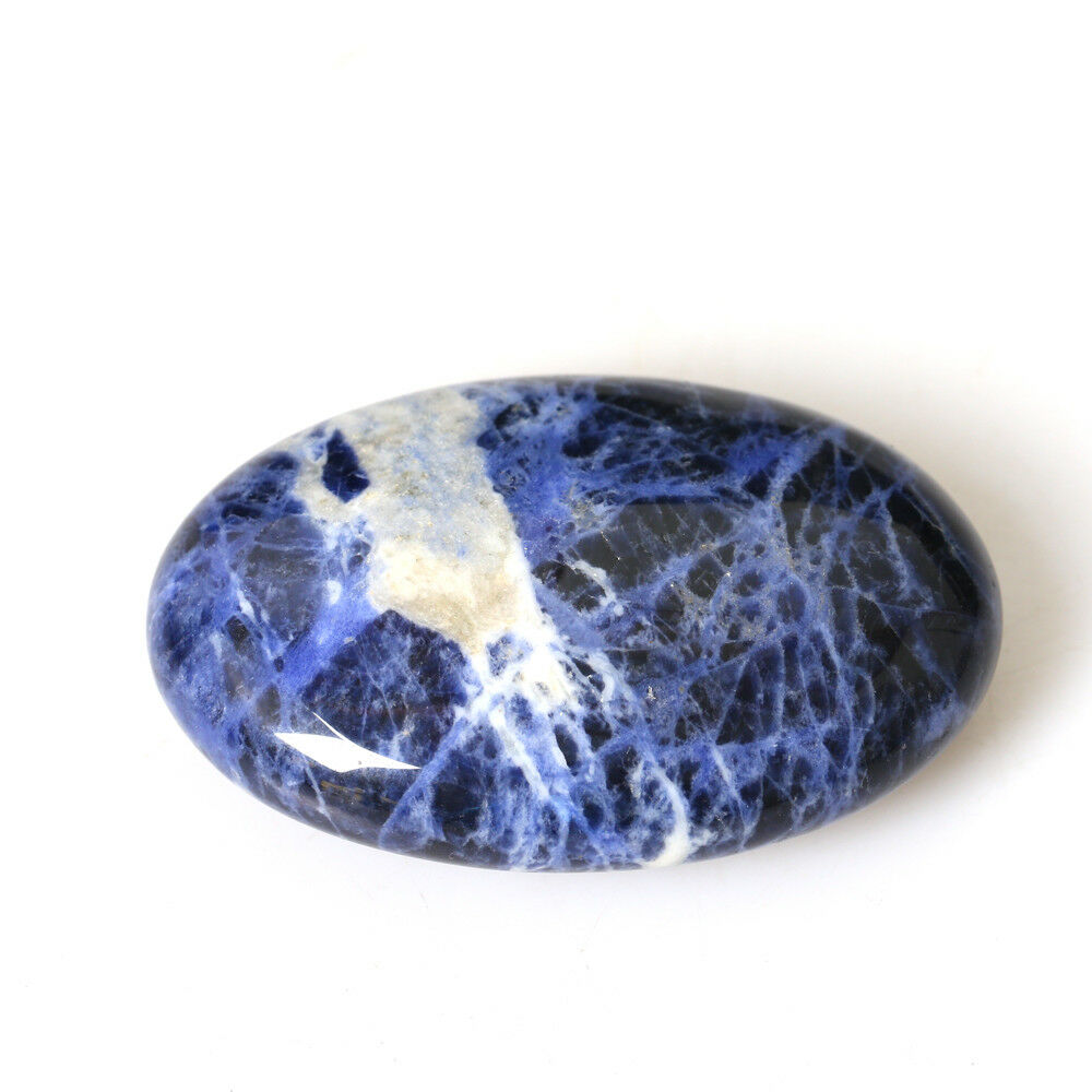 Blue and White Striped Palm Stone Healing Reiki Polished Chakra Specimen 6cm