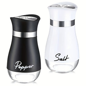 2pcs, Salt And Pepper Shakers, Spice Dispenser With Pour Holes, Adjustable Refillable Pepper Shaker, Seasoning Cans, Kitchen Tools, College