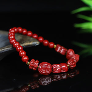 Natural Cinnabar High Quality Bracelet Ethnic Style Bracelet Good Luck Bracelet Men Women Bracelet