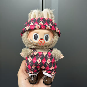 17cm doll clothes in various colors, suspenders and pants suits, DIY doll accessories suitable for Labubu dolls