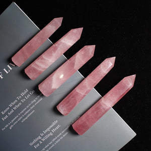 1pc Natural rose quartz crystal point  Pink crystal column Hand polished hexagon for Home Furnishing decoration