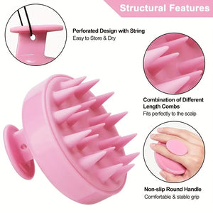 Silicone Scalp Massager Shampoo Brush Shower Head Scrubber - Deep Cleansing For Men And Women