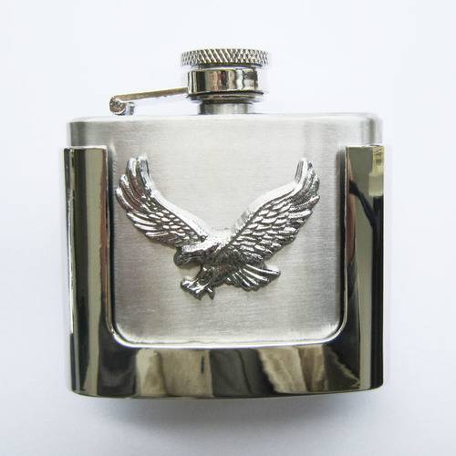 New JEAN'S FRIEND Classic Fly Eagle 2 oz Stainless Steel Flask Belt Buckle US Local Shipping