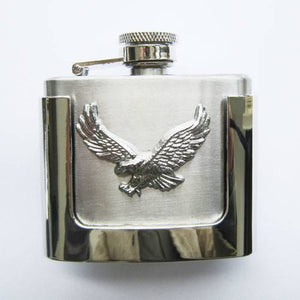 New JEAN'S FRIEND Classic Fly Eagle 2 oz Stainless Steel Flask Belt Buckle US Local Shipping