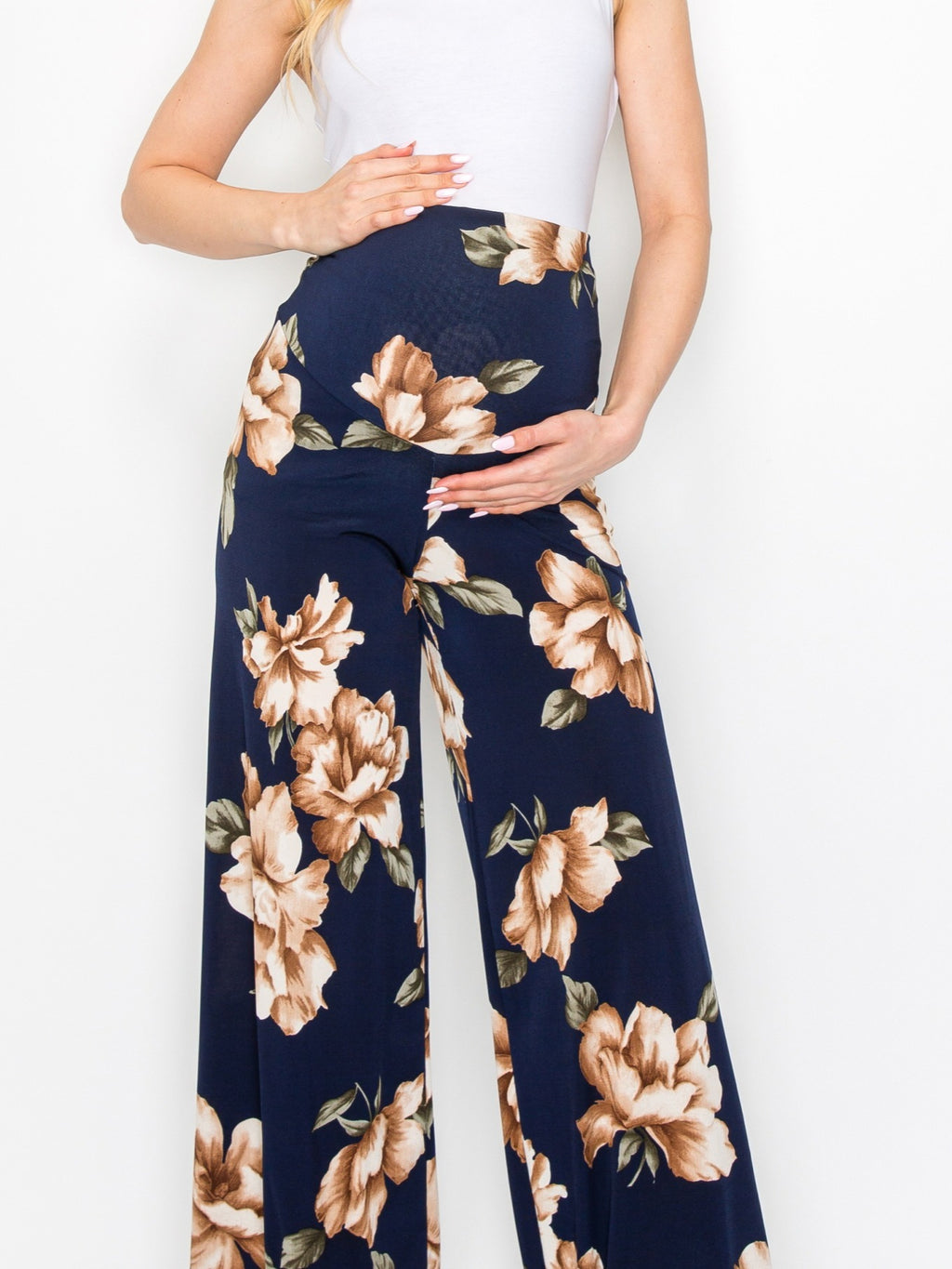 My Bump Women's Maternity Casual Bohemian Damask Palazzo Pants with Tummy Control - Stylish and Comfortable for Expectant Mothers - Availabl