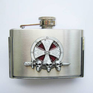 Enamel Cross Celtic Knot 3oz Stainless Steel Flask Belt Buckle US Local Shipping