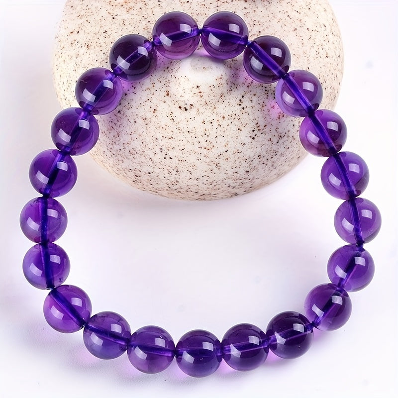 1pc Jewelry Purple Glass Bracelet, Unisex, Size 8mm/0.31in