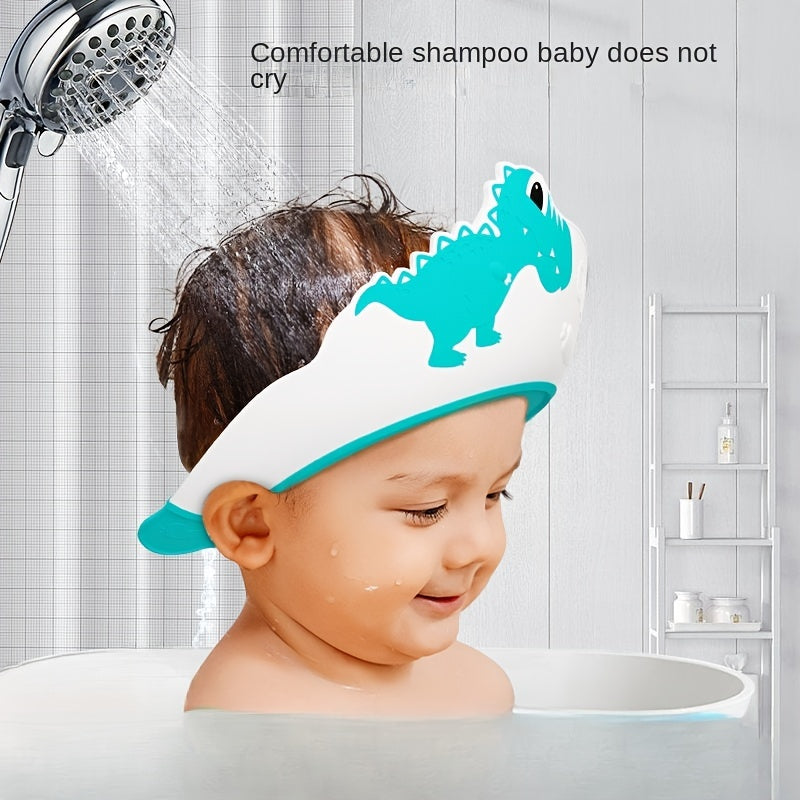 Baby Soft Rubber Waterproof Shampoo Cap, Children Shampoo Artifact, Baby Shampoo Cap Waterproof Ear Protector, Baby Bath Shower Cap, Dinosau