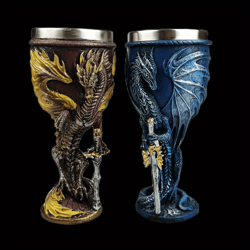 1pc, 7oz (200ml) Dragon Sword Cup, Medieval Dragon Wine Glass, Stainless Steel Champagne Glass, Gothic Dragon Sword Goblet, For Scotch Bourb