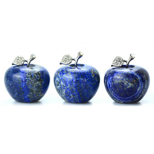 1.8'' Lapis Lazuli Natural Crystal Apple Figurine Carved Gift Gem Paperweight