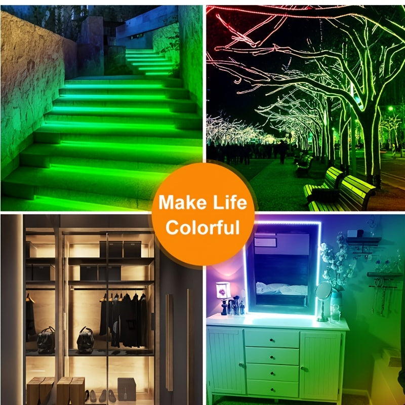 Create A Magical Ambience With 5050 RGB Led Strip Lights - Music Sync Color Changing, Remote Control, Perfect For Home, Garden, Party, And M