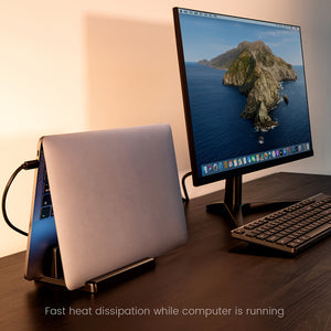 VAYDEER Dual-Slot Adjustable Vertical Laptop Stand Made Of Premium ABS Plastic 3 In 1 Design Space-Saving For All MacBook, Chromebook, Surfa