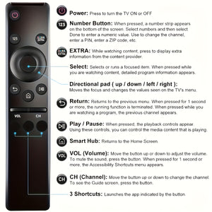 Pack of 2 (1 remote control, 1 remote control cover) Universal remote control for all Samsung TVs LED QLED UHD SUHDHDR LCD frame curved surface solar high-definition TV 4K 8K 3D smart TV