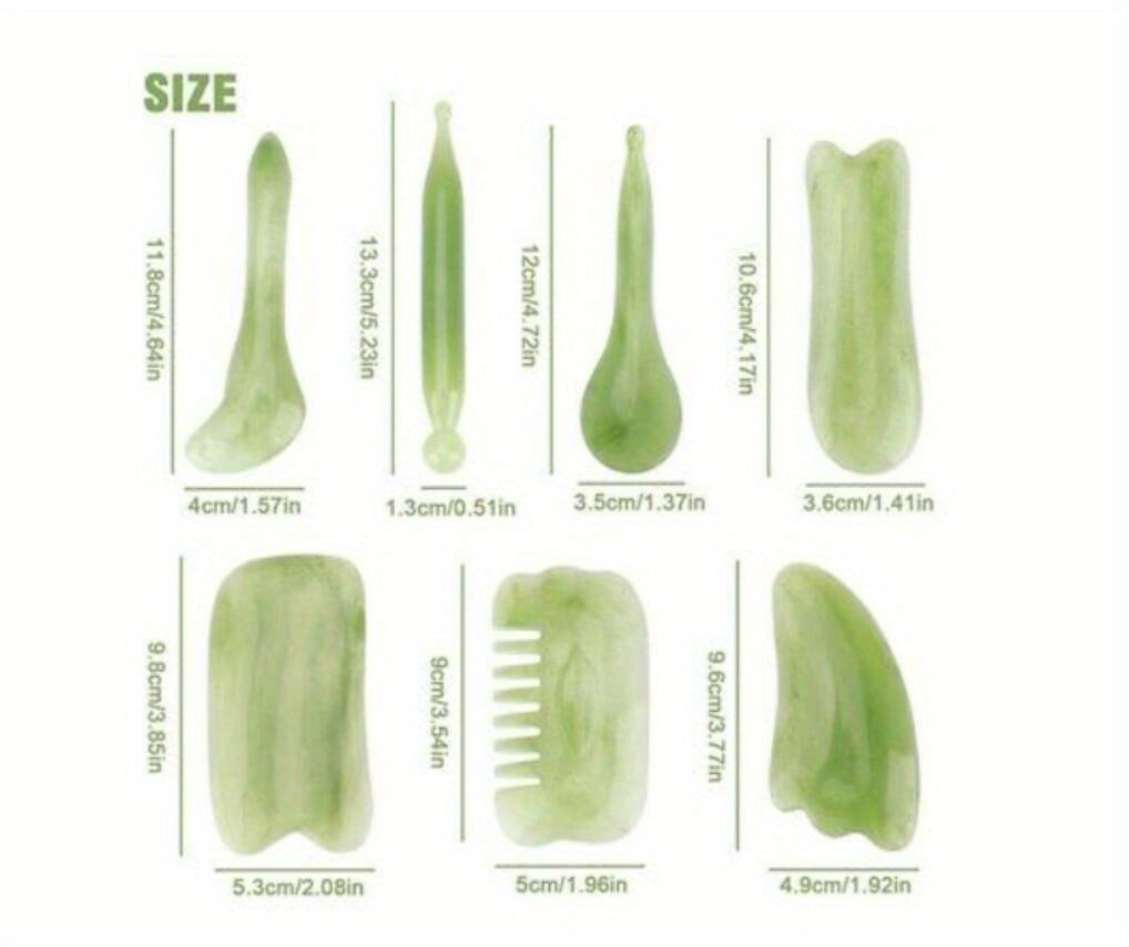 7pcs Gua Sha Beauty Massage Tool Set - Natural Resin Gua Sha Scrapers For Face, Back & Neck - Relax Muscles & Release Stress - Mother's Day
