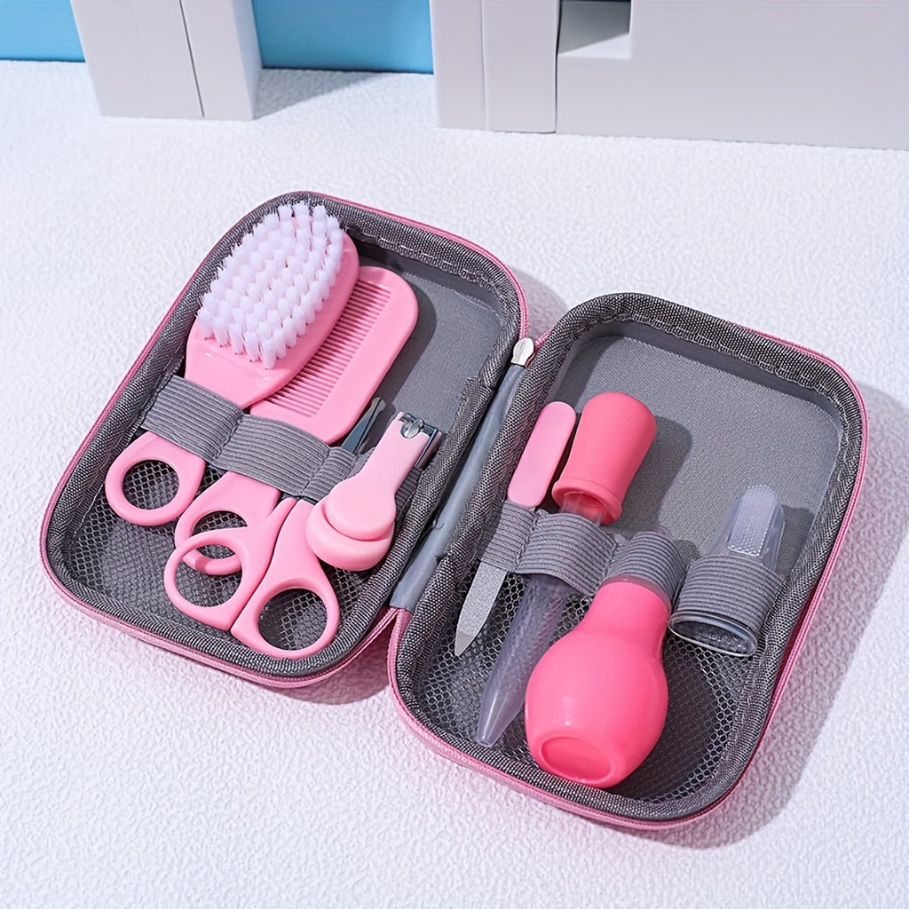 8pcs Baby Care and Beauty Kit, 8-in-1 Portable Safety Grooming Set with Nail Clippers, Comb, Brush, and Nose Cleaner, Suitable for Shower Gifts
